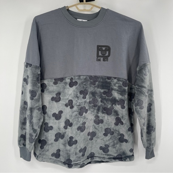 Walt Disney World Gray Velour Plush Spirit Jersey Pullover Sweatshirt Top - Picture 12 of 12